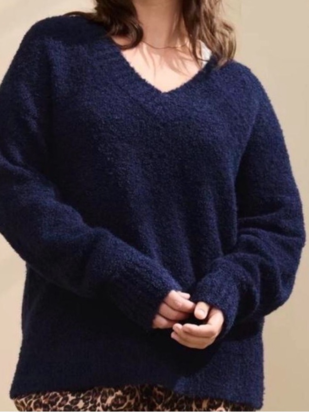 ✨aerie-Cozy Navy Blue Textured Pullover Sweater